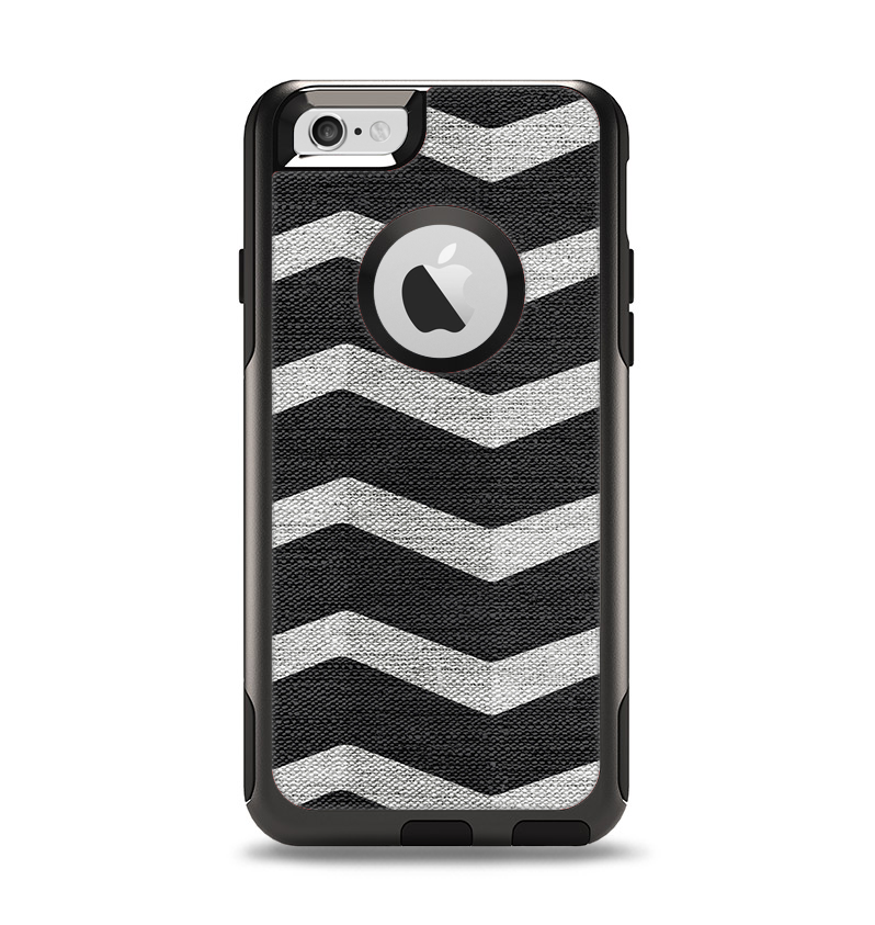 The Wide Black and Light Gray Chevron Pattern V3 Apple iPhone 6 Otterbox Commuter Case Skin Set
