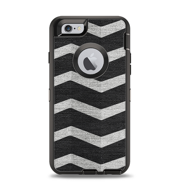 The Wide Black and Light Gray Chevron Pattern V3 Apple iPhone 6 Otterbox Defender Case Skin Set