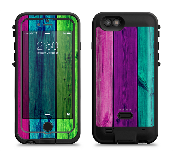 The Wide Neon Wood Planks Apple iPhone 6/6s LifeProof Fre POWER Case Skin Set