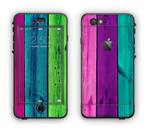 The Wide Neon Wood Planks Apple iPhone 6 LifeProof Nuud Case Skin Set