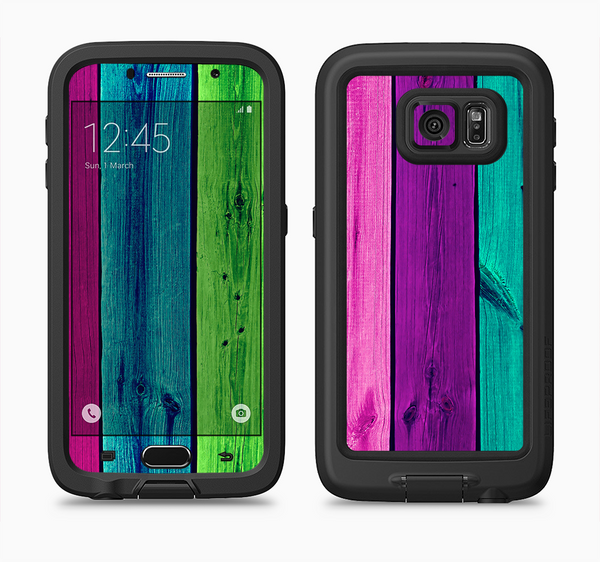 The Wide Neon Wood Planks Full Body Samsung Galaxy S6 LifeProof Fre Case Skin Kit