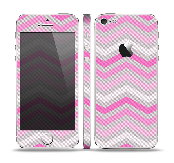 The Wide Pink Vintage Colored Chevron Pattern V6 Skin Set for the Apple iPhone 5