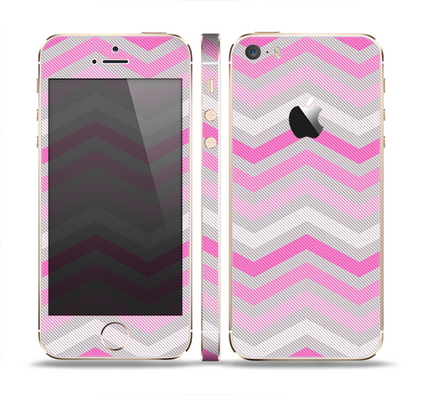 The Wide Pink Vintage Colored Chevron Pattern V6 Skin Set for the Apple iPhone 5s