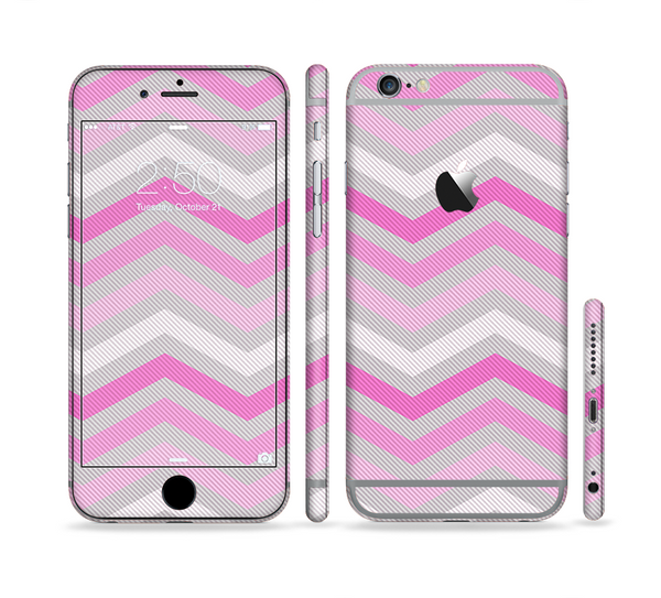 The Wide Pink Vintage Colored Chevron Pattern V6 Sectioned Skin Series for the Apple iPhone 6 Plus