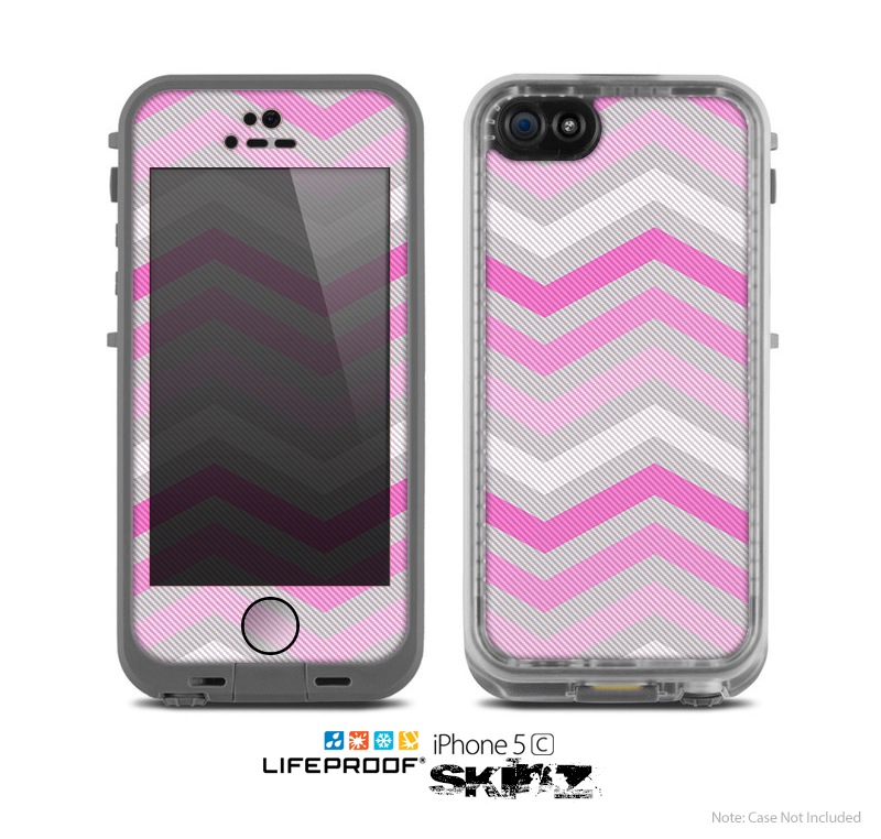 The Wide Pink Vintage Colored Chevron Pattern V6 Skin for the Apple iPhone 5c LifeProof Case