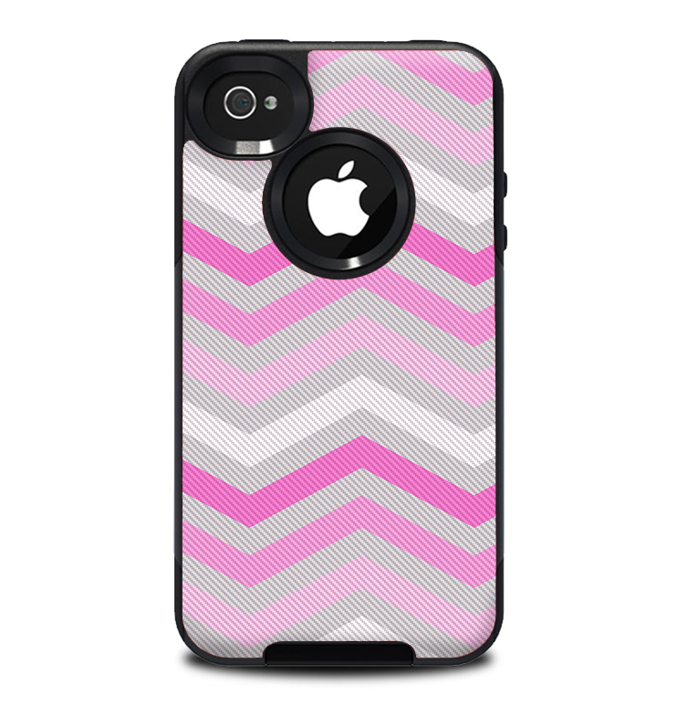 The Wide Pink Vintage Colored Chevron Pattern V6 Skin for the iPhone 4-4s OtterBox Commuter Case