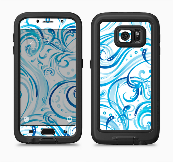 The Wild Blue Swirly Vector Water Pattern Full Body Samsung Galaxy S6 LifeProof Fre Case Skin Kit
