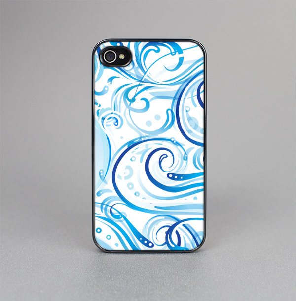 The Wild Blue Swirly Vector Water Pattern Skin-Sert for the Apple iPhone 4-4s Skin-Sert Case