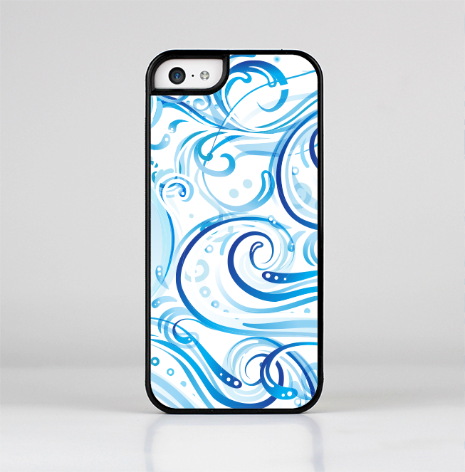 The Wild Blue Swirly Vector Water Pattern Skin-Sert Case for the Apple iPhone 5c