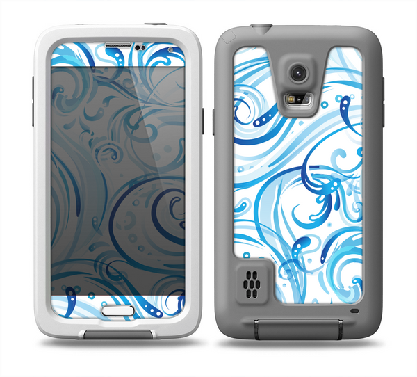 The Wild Blue Swirly Vector Water Pattern Skin for the Samsung Galaxy S5 frē LifeProof Case