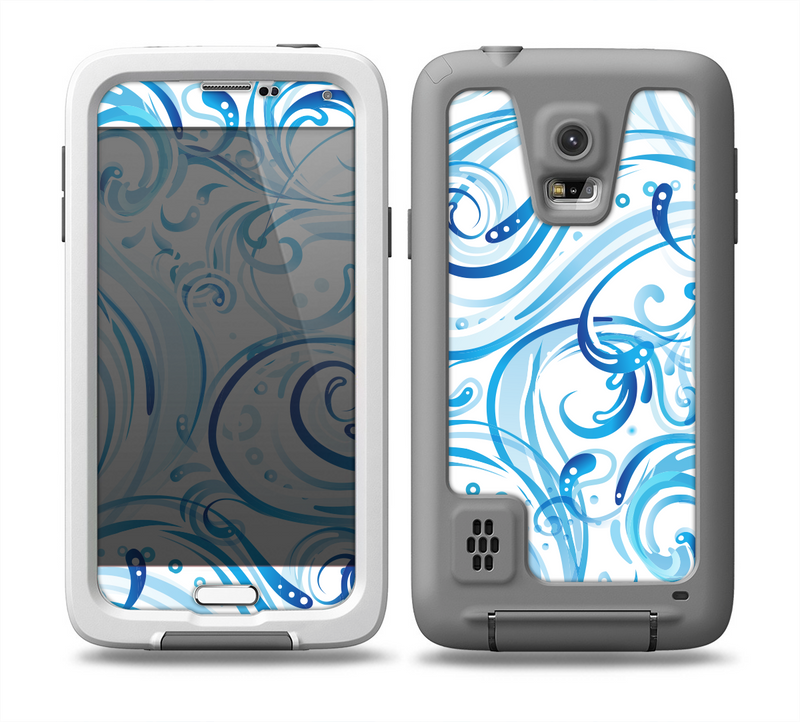 The Wild Blue Swirly Vector Water Pattern Skin for the Samsung Galaxy S5 frē LifeProof Case