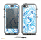 The Wild Blue Swirly Vector Water Pattern on White Skin for the iPhone 5c nüüd LifeProof Case