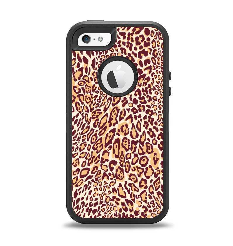 The Wild Leopard Print Apple iPhone 5-5s Otterbox Defender Case Skin Set