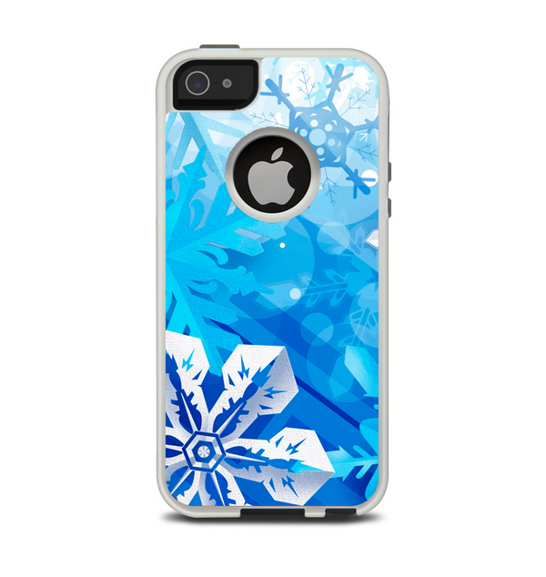 The Winter Abstract Blue Apple iPhone 5-5s Otterbox Commuter Case Skin Set