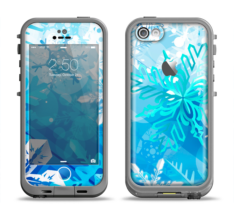 The Winter Abstract Blue Apple iPhone 5c LifeProof Fre Case Skin Set