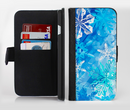 The Winter Abstract Blue Ink-Fuzed Leather Folding Wallet Credit-Card Case for the Apple iPhone 6/6s, 6/6s Plus, 5/5s and 5c