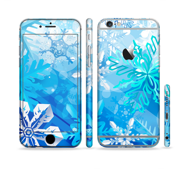 The Winter Abstract Blue Sectioned Skin Series for the Apple iPhone 6