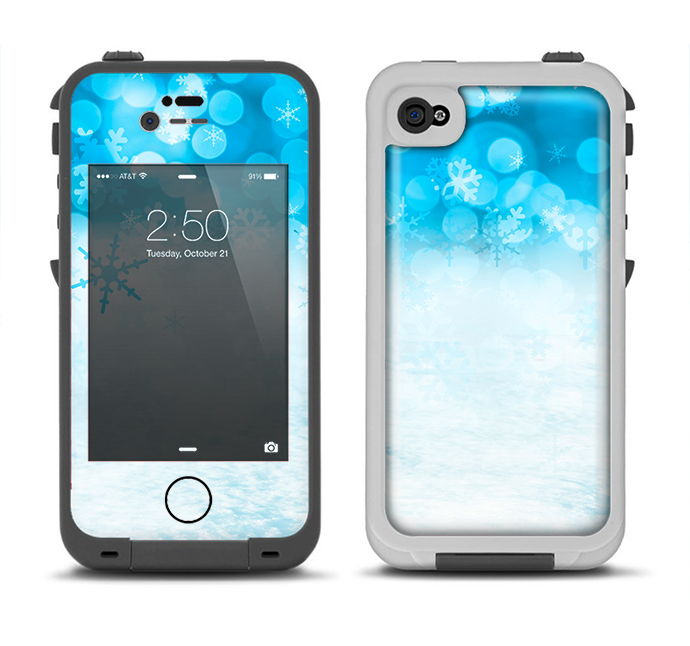 The Winter Blue Abstract Unfocused Apple iPhone 4-4s LifeProof Fre Case Skin Set