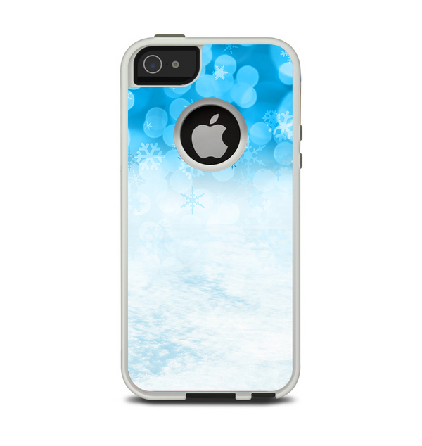 The Winter Blue Abstract Unfocused Apple iPhone 5-5s Otterbox Commuter Case Skin Set
