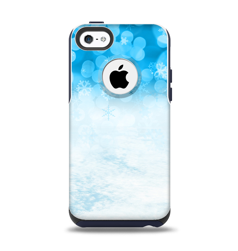 The Winter Blue Abstract Unfocused Apple iPhone 5c Otterbox Commuter Case Skin Set