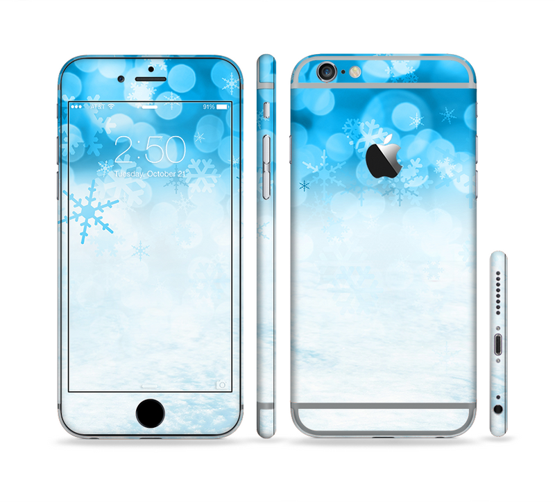 The Winter Blue Abstract Unfocused Sectioned Skin Series for the Apple iPhone 6