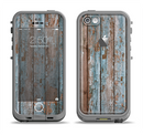 The Wood Planks with Peeled Blue Paint Apple iPhone 5c LifeProof Fre Case Skin Set