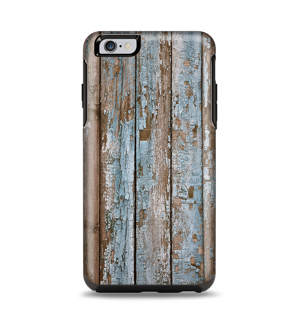 The Wood Planks with Peeled Blue Paint Apple iPhone 6 Plus Otterbox Symmetry Case Skin Set