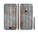 The Wood Planks with Peeled Blue Paint Sectioned Skin Series for the Apple iPhone 6s Plus