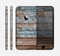 The Wood Planks with Peeled Blue Paint Skin for the Apple iPhone 6