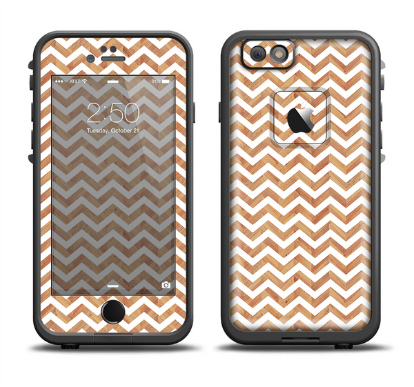 The Wood & White Chevron Pattern Apple iPhone 6/6s Plus LifeProof Fre Case Skin Set