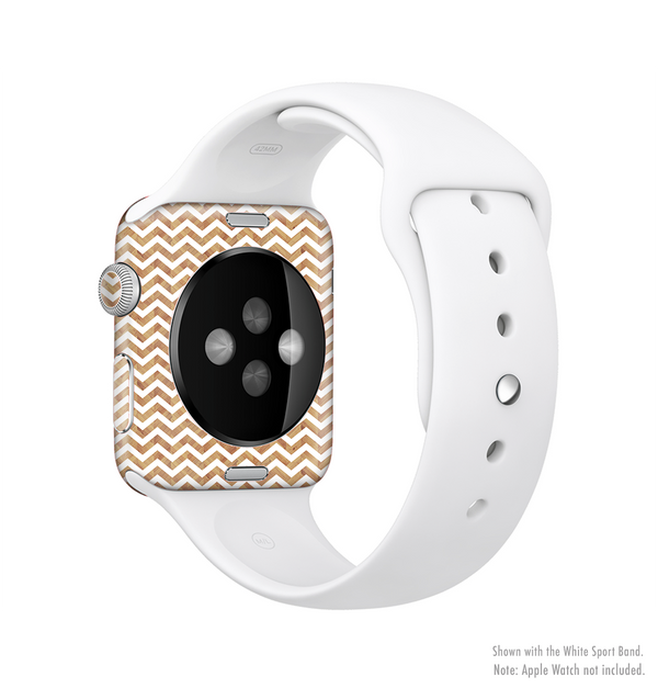 The Wood & White Chevron Pattern Full-Body Skin Kit for the Apple Watch