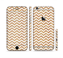 The Wood & White Chevron Pattern Sectioned Skin Series for the Apple iPhone 6 Plus