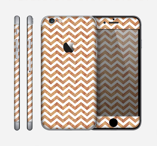 The Wood & White Chevron Pattern Skin for the Apple iPhone 6