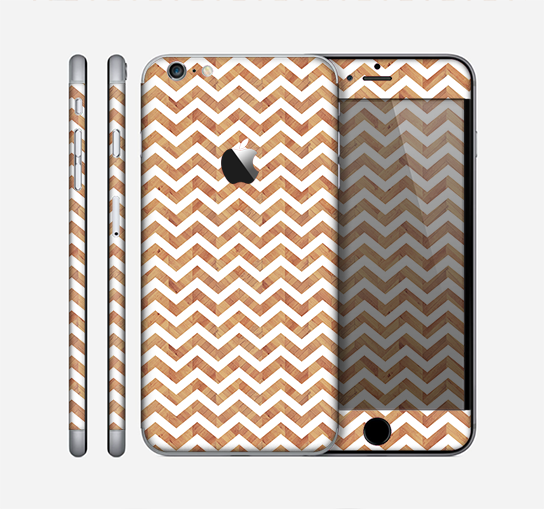The Wood & White Chevron Pattern Skin for the Apple iPhone 6 Plus