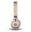 The Wood & White Chevron Pattern Skin for the Beats by Dre Mixr Headphones