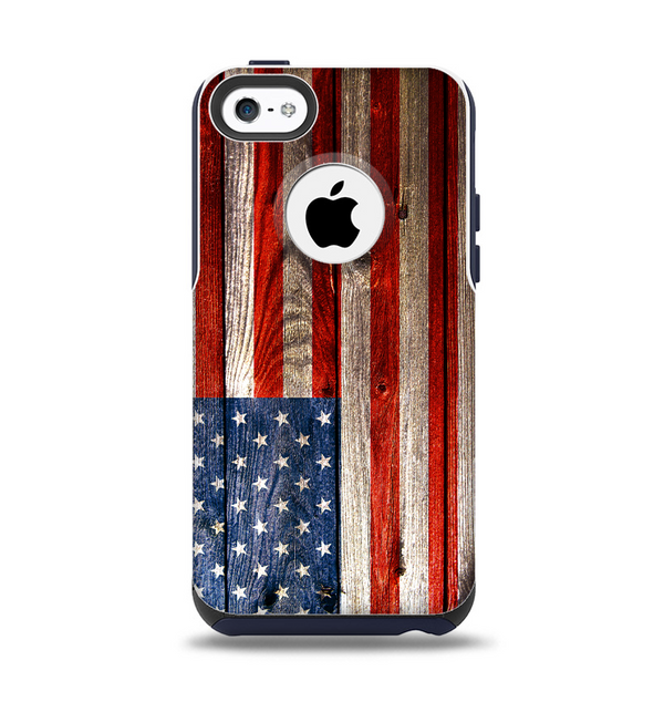 The Wooden Grungy American Flag Apple iPhone 5c Otterbox Commuter Case Skin Set
