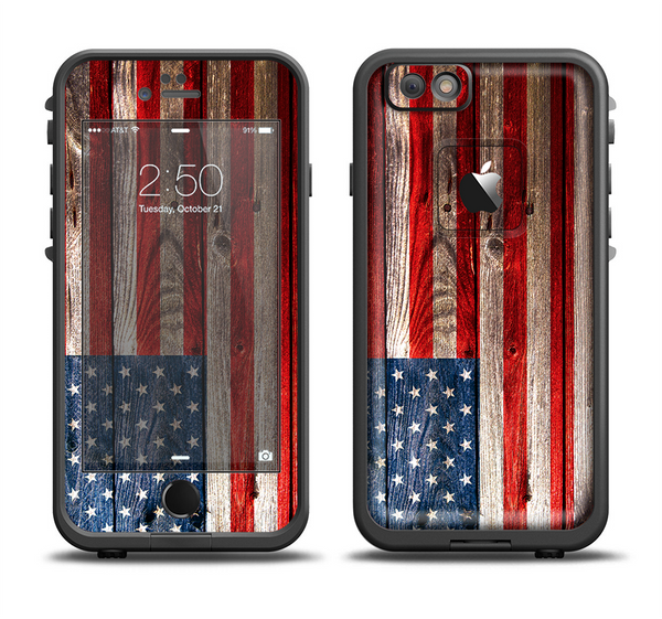 The Wooden Grungy American Flag Apple iPhone 6/6s LifeProof Fre Case Skin Set