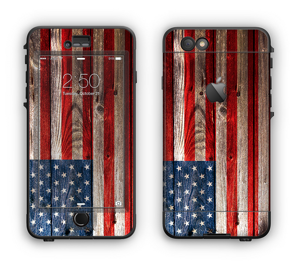 The Wooden Grungy American Flag Apple iPhone 6 LifeProof Nuud Case Skin Set