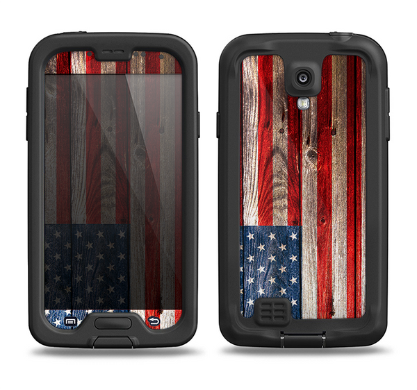 The Wooden Grungy American Flag Samsung Galaxy S4 LifeProof Nuud Case Skin Set