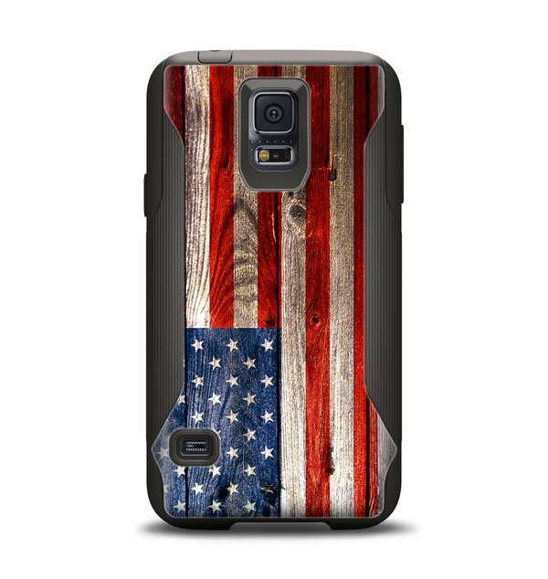 The Wooden Grungy American Flag Samsung Galaxy S5 Otterbox Commuter Case Skin Set