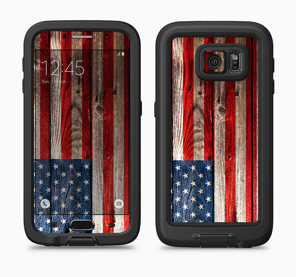 The Wooden Grungy American Flag Full Body Samsung Galaxy S6 LifeProof Fre Case Skin Kit