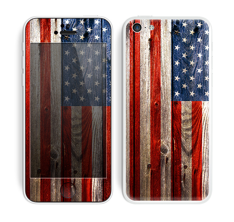 The Wooden Grungy American Flag Skin for the Apple iPhone 5c
