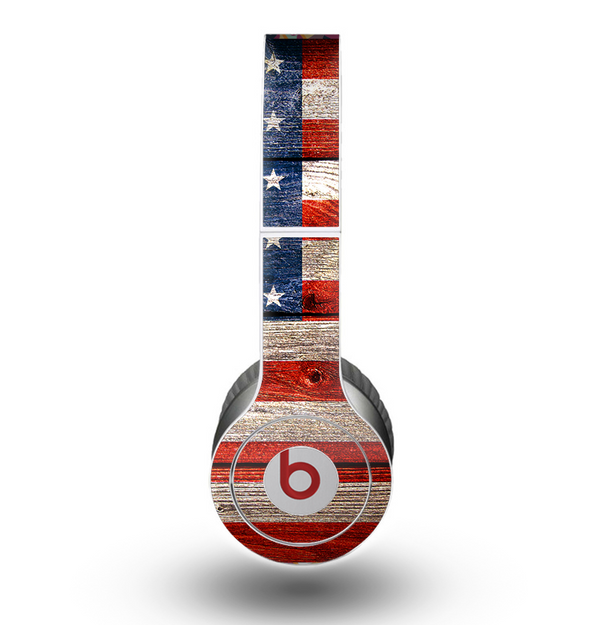 The Wooden Grungy American Flag Skin for the Beats by Dre Original Solo-Solo HD Headphones