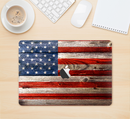 The Wooden Grungy American Flag Skin Kit for the 12" Apple MacBook (A1534)