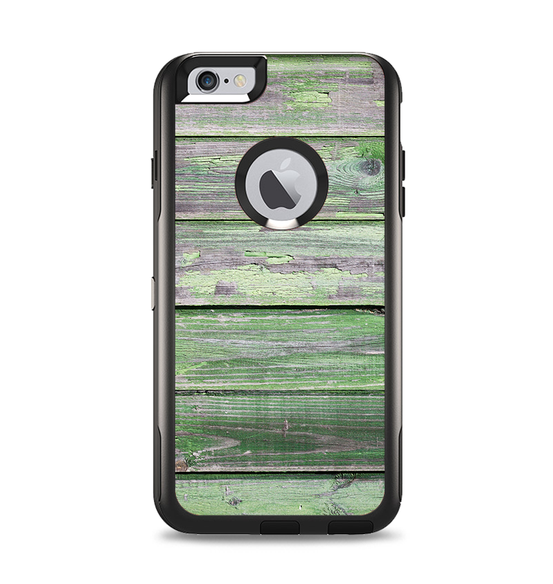 The Wooden Planks with Chipped Green Paint Apple iPhone 6 Plus Otterbox Commuter Case Skin Set