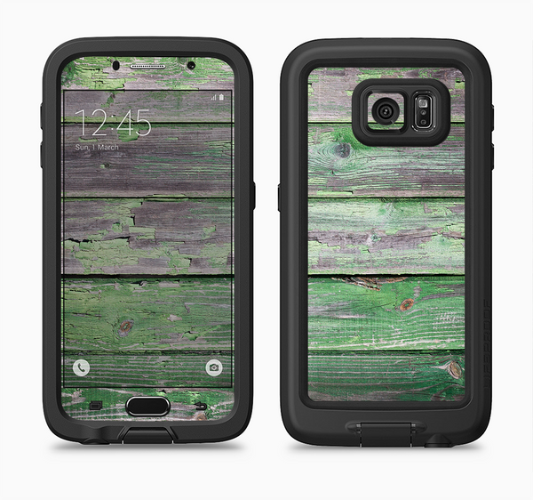 The Wooden Planks with Chipped Green Paint Full Body Samsung Galaxy S6 LifeProof Fre Case Skin Kit