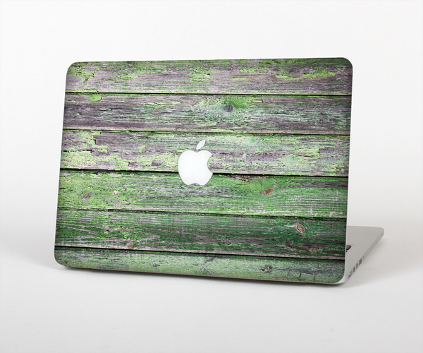 The Wooden Planks with Chipped Green Paint Skin Set for the Apple MacBook Pro 15" with Retina Display