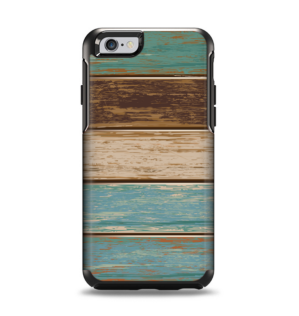 The Wooden Planks with Chipped Green and Brown Paint Apple iPhone 6 Otterbox Symmetry Case Skin Set