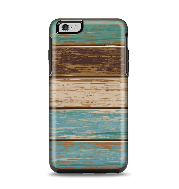 The Wooden Planks with Chipped Green and Brown Paint Apple iPhone 6 Plus Otterbox Symmetry Case Skin Set
