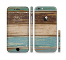 The Wooden Planks with Chipped Green and Brown Paint Sectioned Skin Series for the Apple iPhone 6s Plus